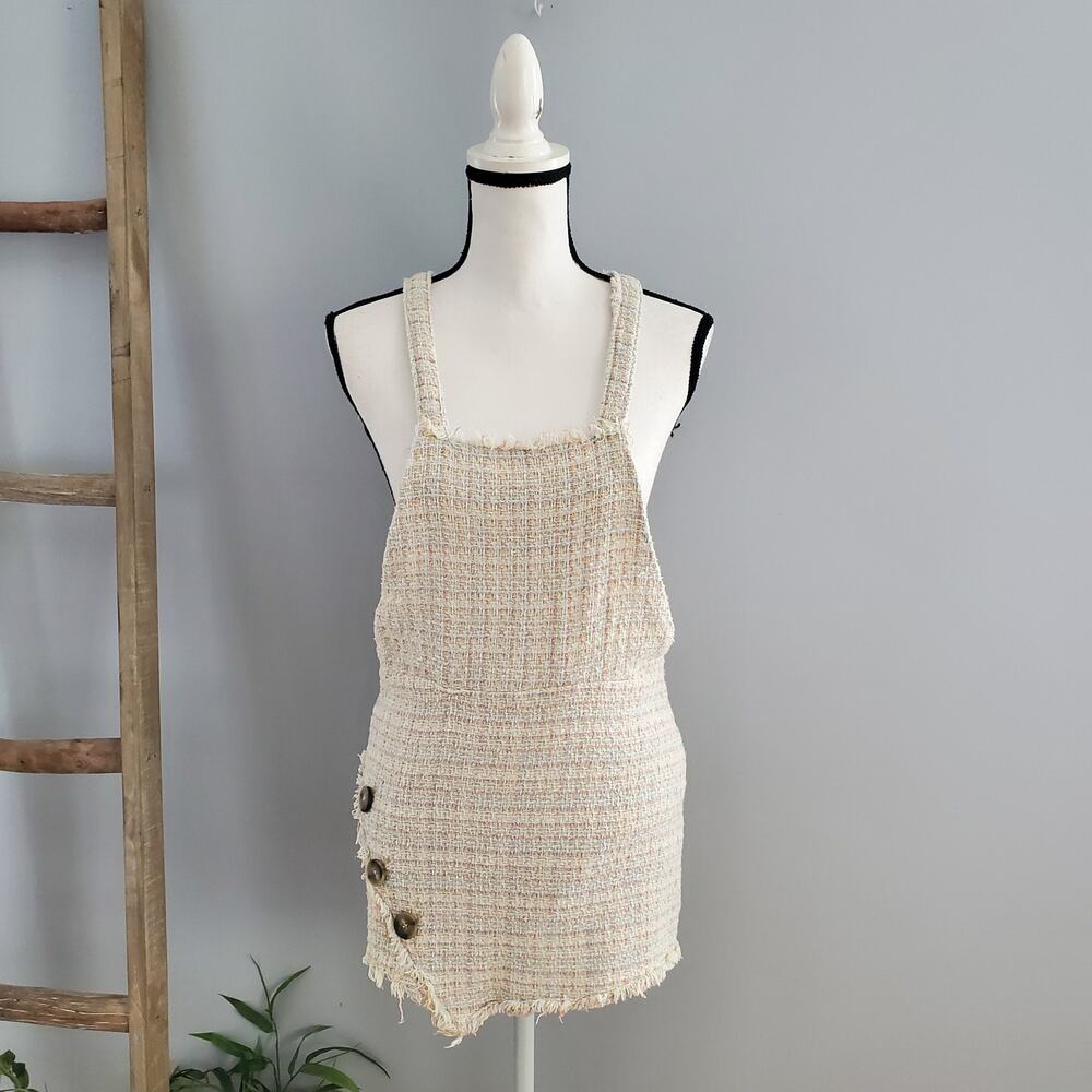 Zara TRF Collection Frayed Tweed Mini Skirt Jumpsuit Size S